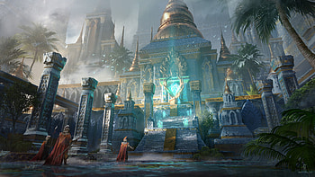 Blue Ancient Temple, fantasy, temple HD wallpaper