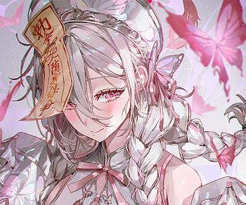 Anime Girl — Talisman Maiden with Pink Butterflies, Anime, girl, anime girl HD wallpaper