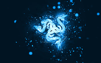 Razer blue logo, , blue neon lights, creative, blue abstract background, Razer logo, brands, Razer HD wallpaper