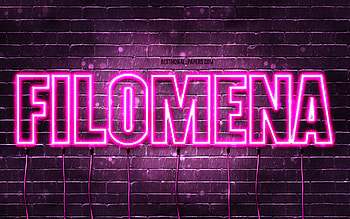 Filomena, , with names, female names, Filomena name, purple neon lights, Filomena Birtay, Happy Birtay Filomena, popular italian female names, with Filomena name HD wallpaper