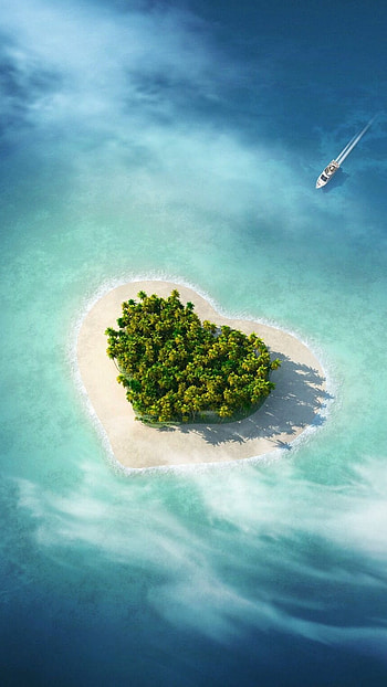Green Heart, Island HD phone wallpaper