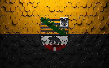 Flag of Saxony-Anhalt, honeycomb art, Saxony-Anhalt hexagons flag, Saxony-Anhalt, 3d hexagons art, Saxony-Anhalt flag HD wallpaper