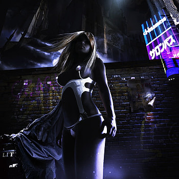 Vision of the Future, night, style, blonde, girl, digital art, dark, action, fantasy, cg, female, stunning HD wallpaper