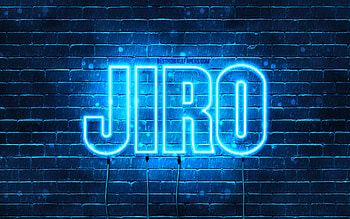 Happy Birtay Jiro, , blue neon lights, Jiro name, creative, Jiro Happy Birtay, Jiro Birtay, popular japanese male names, with Jiro name, Jiro HD wallpaper