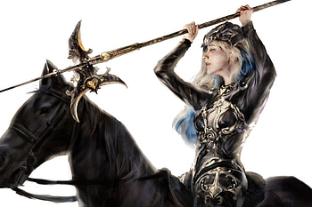 Spear, gunnn, art, fantasy, cal, girl, warrior, armor, horse HD wallpaper