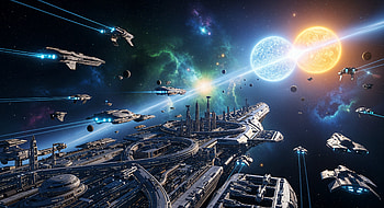 Universe: Armada Over the Stellar Citadel, universe, space station, spaceship, planet, galaxy HD wallpaper