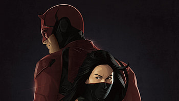 Elektra And Daredevil, daredevil, superheroes, artwork, behance, elektra HD wallpaper