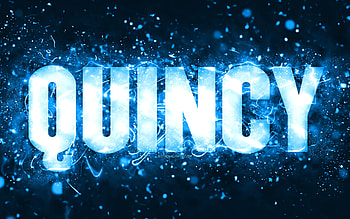 Happy Birtay Quincy, , blue neon lights, Quincy name, creative, Quincy Happy Birtay, Quincy Birtay, popular american male names, with Quincy name, Quincy HD wallpaper