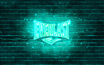 Everlast turquoise logo, , turquoise brickwall, Everlast logo, brands, Everlast neon logo, Everlast HD wallpaper
