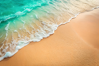 Sandy beige left, seafoam green right, divided by a gentle wave, sea, sea, beach, nature, landscape HD wallpaper