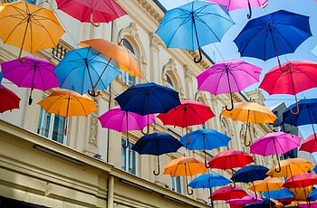 Belgrade street, Belgrade, decoration, umbrellas, graphy, street, colorfull HD wallpaper