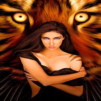 WILD EYES.., animal, eyes, wild, woman, beauty HD wallpaper
