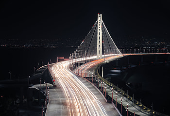 Eastern span of the San Francisco Oakland Bay Bridge at night as seen from Yerba Buena Island, man made, Bay Bridge HD wallpaper