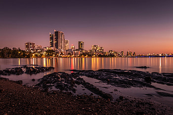 Cities, Night, City, Building, Dark, Coast HD wallpaper