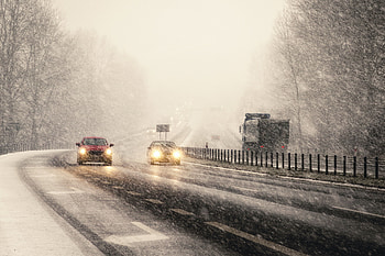 Snowstorm On Highway Vehicles, snow, graphy, highway HD wallpaper