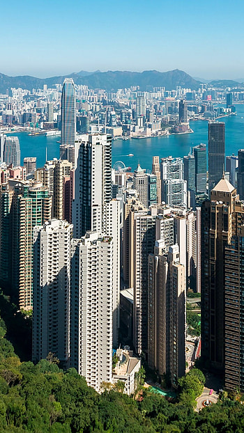 Hong Kong at night, Dazzling lights, Mesmerizing view, Stunning backdrop HD phone wallpaper