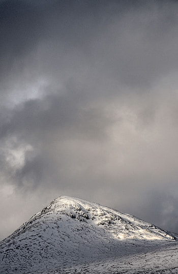 Nature, Sky, Clouds, Vertex, Top, Grey, Snow Covered, Snowbound, Hill HD phone wallpaper