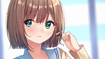 Brown Short Hair Anime Girl With Blue Dress Anime Girl HD wallpaper