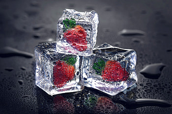❤️, Ice cube, Ice, Strawberries, Frozen HD wallpaper
