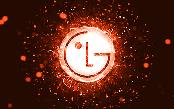 LG orange logo, , orange neon lights, creative, orange abstract background, LG logo, brands, LG HD wallpaper