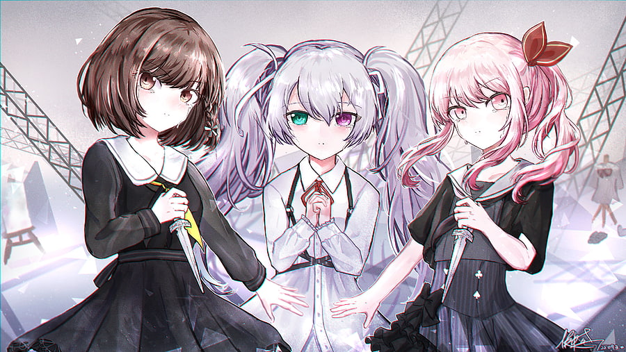 Project Sekai Stars: Akiyama Mizuki, Hatsune Miku & Ena Shinonome in, Akiyama Mizuki, Hatsune Miku, Ena Shinonome, video game, Project Sekai: Colorful Stage! feat. Hatsune Miku HD wallpaper