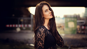 Girl In Black Clothing Outdoor, girls, model, black-dress HD wallpaper