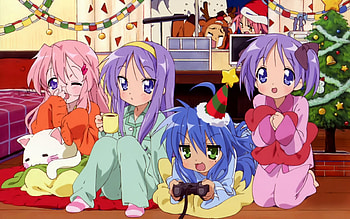 Christmas, lucky star, anime HD wallpaper