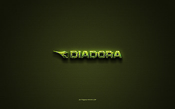 Diadora logo, green creative logo, floral art logo, Diadora emblem, green carbon fiber texture, Diadora, creative art HD wallpaper