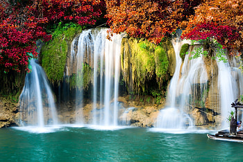 Waterfall, Landscape, Autumn, Forest, River, Rocks HD wallpaper