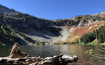 Lake Ann at Maple Pass Trail - North Cascades, Washington, sky, hills, rocks, water, usa HD wallpaper