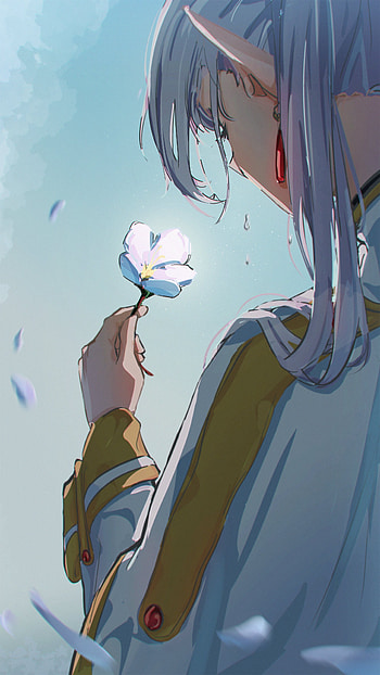 Frieren Anime Flower Contemplation - , Anime, Frieren (Frieren: Beyond Journey's End), Frieren: Beyond Journey's End HD phone wallpaper