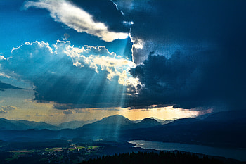 Sunbeams From Sky Landscape Mountains , sunbeam, nature, landscape, mountains HD wallpaper