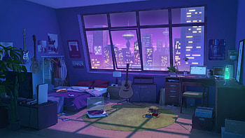 ArtStation - Purple Bedroom, Anastasia Ermakova, Anime Gamer Room HD wallpaper