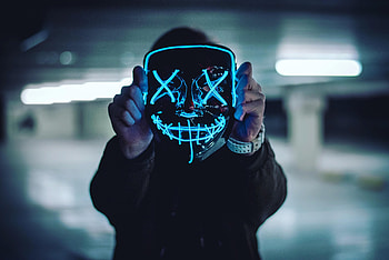 Miscellanea, Miscellaneous, Neon, Hands, Mask, Anonymous HD wallpaper