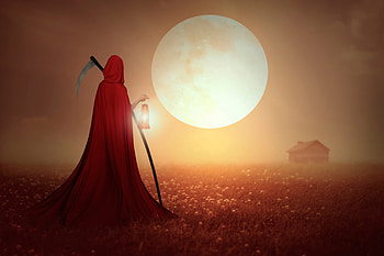 Sunset, Art, Field, Scythe, Xhosa, Cloak, Reaper HD wallpaper