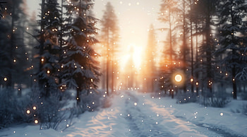 AI Art, snow, sunset HD wallpaper