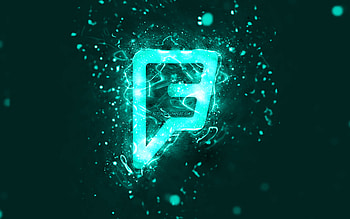 Foursquare turquoise logo, , turquoise neon lights, creative, turquoise abstract background, Foursquare logo, social network, Foursquare HD wallpaper