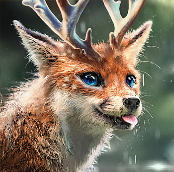 Blep rain, flutti, horns, rain, art, vulpe, tongue, fox HD wallpaper