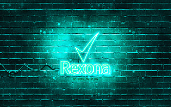 Rexona turquoise logo, , turquoise brickwall, Rexona logo, brands, Rexona neon logo, Rexona HD wallpaper