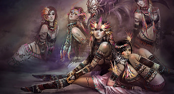 Fantasy womans, abstract, mask, fantasy, woman HD wallpaper