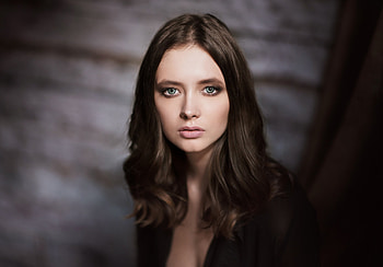 Beautiful eyes, brunette, long hair, woman HD wallpaper