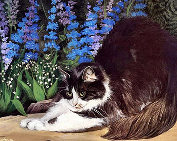 Persis Clayton Weirs, kitten, painting, art, flower, cat HD wallpaper