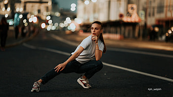 Girl Jeans Sneakers, girls, model HD wallpaper