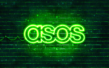 ASOS green logo, , green brickwall, ASOS logo, brands, ASOS neon logo, ASOS HD wallpaper
