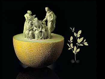 THE MELLON FAMILY TREE, strange, mind, food, mellons, digital, fantasy, abstract, family, cool, fruit, funny HD wallpaper