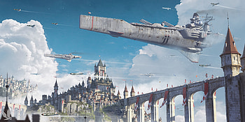 Steampunk Skies: Sci-Fi Armada Over the Floating Citadel, Sci Fi, steampunk HD wallpaper