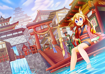 Anime, women, girl, hair HD wallpaper
