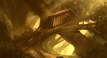Art, Building, Forest, Hut HD wallpaper
