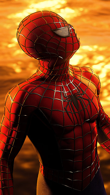 Sam Raimi films, Spiderman suit, Sunset, Spiderman HD phone wallpaper