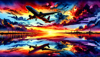 Stunning Ultra : Airplane at Sunset, airplane, reflection, cloud HD wallpaper